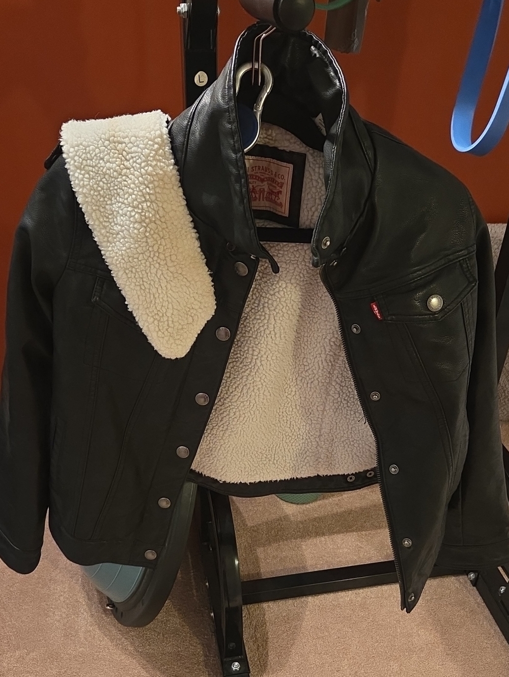 Levi's Black Jacket with Cream Sherpa Lining S
